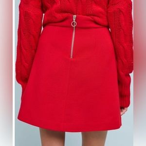 Anthropologie red nylon skirt with zipper detail